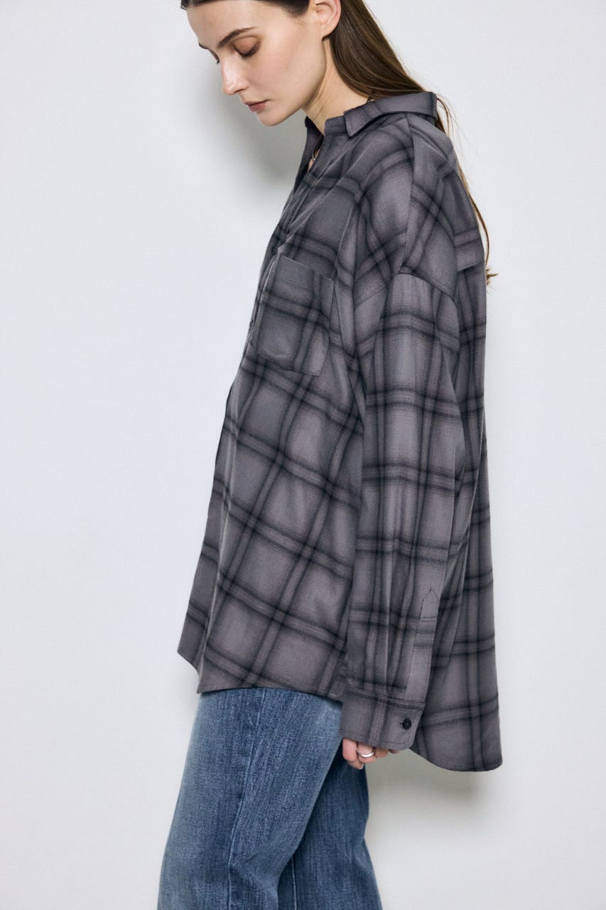 アーバンチェックオーバールーズシャツ 柄BLK FREE