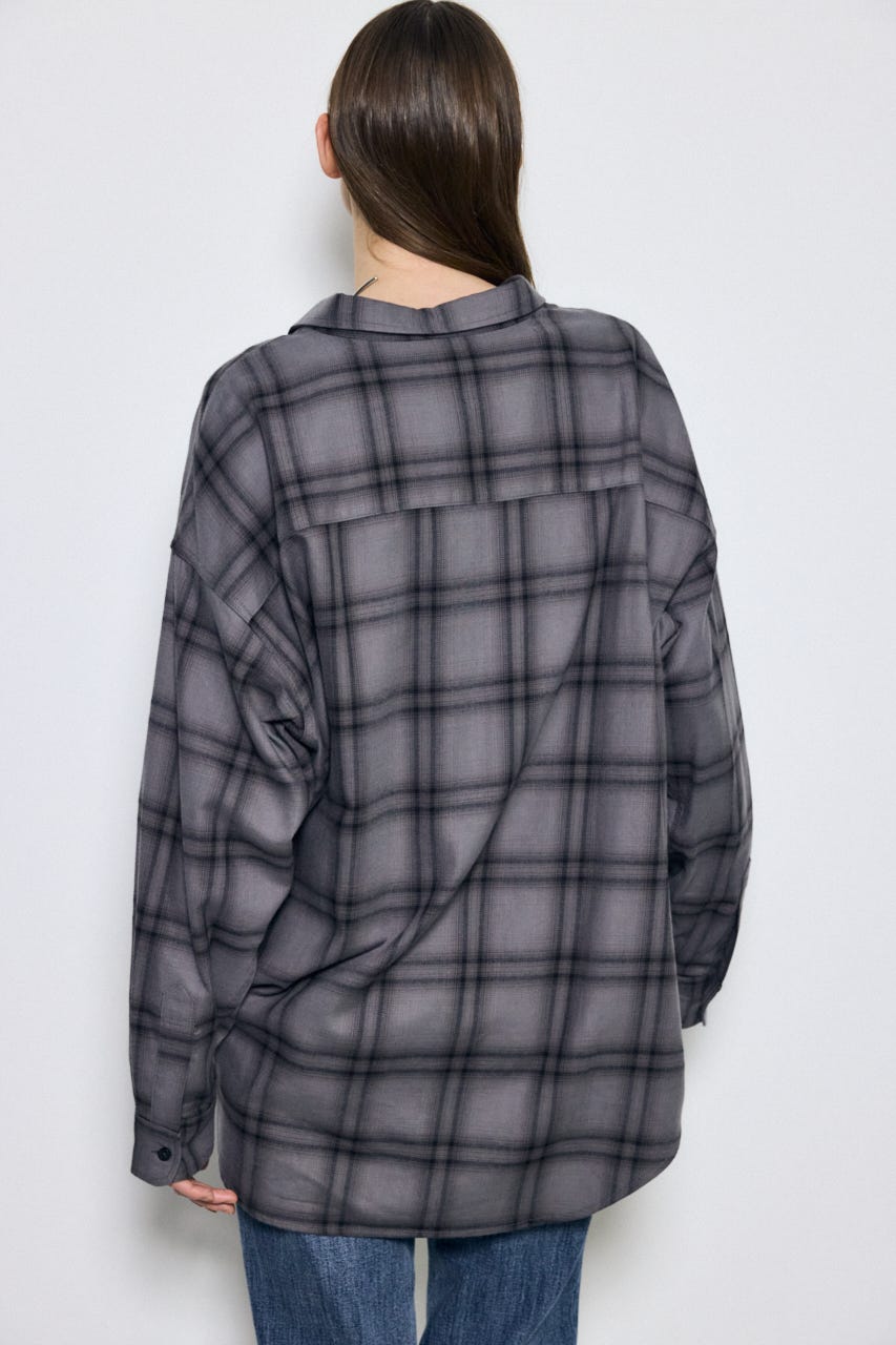 アーバンチェックオーバールーズシャツ 柄BLK FREE