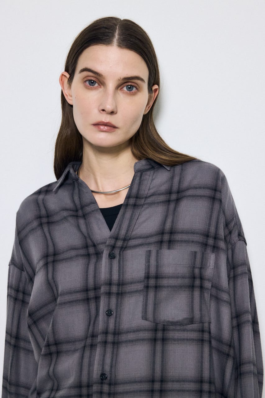 アーバンチェックオーバールーズシャツ 柄BLK FREE