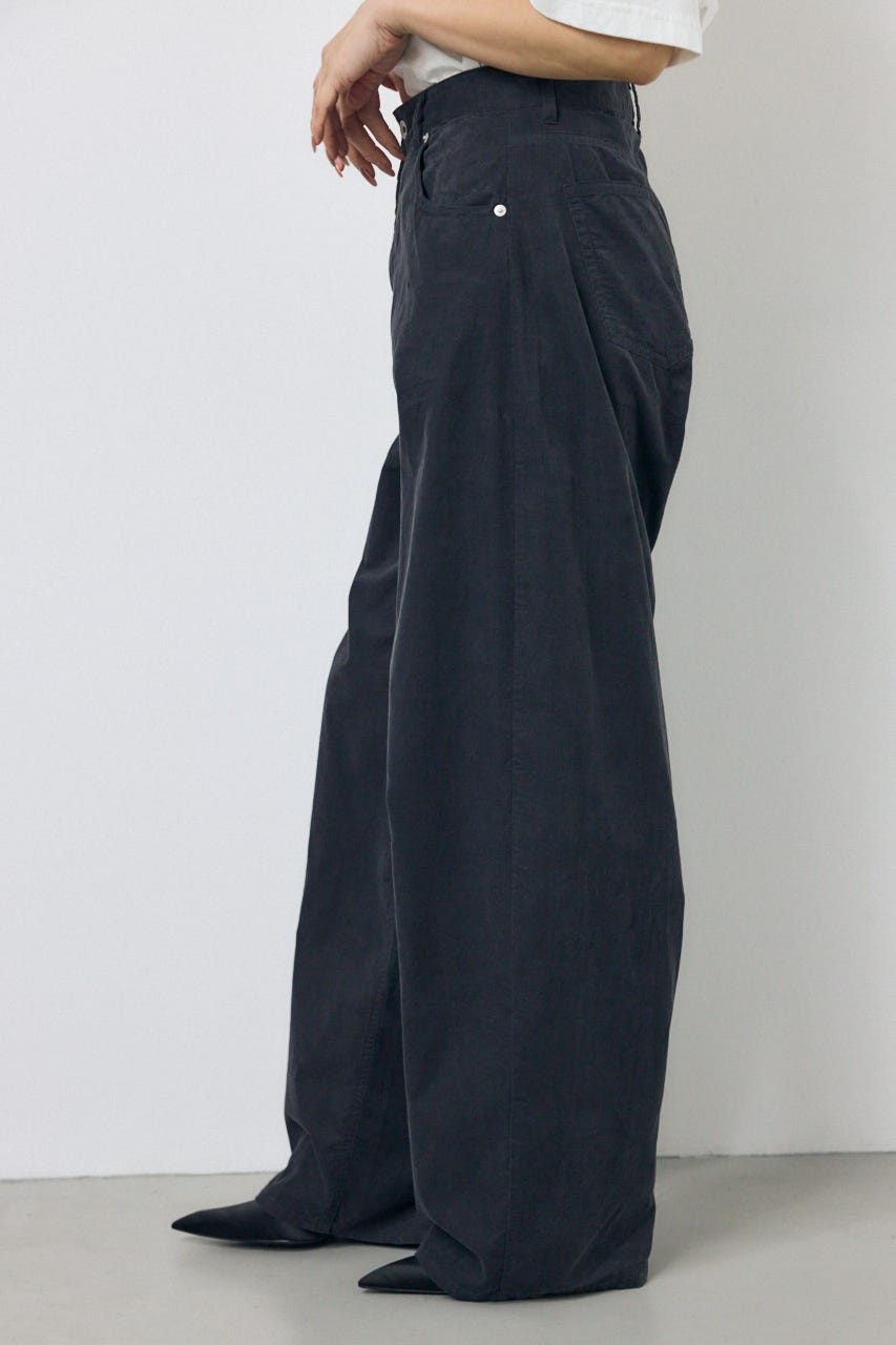 コーデュロイ カーブワイドパンツ L/BLK M