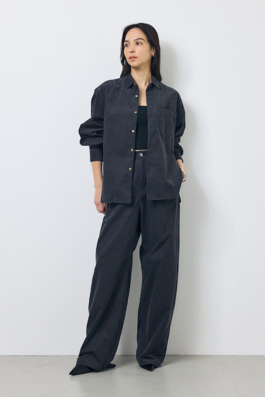 コーデュロイ カーブワイドパンツ L/BLK M