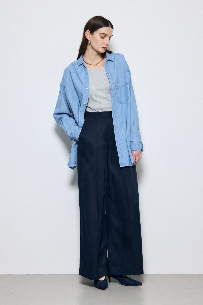 セルロースタックワイドパンツ NVY S