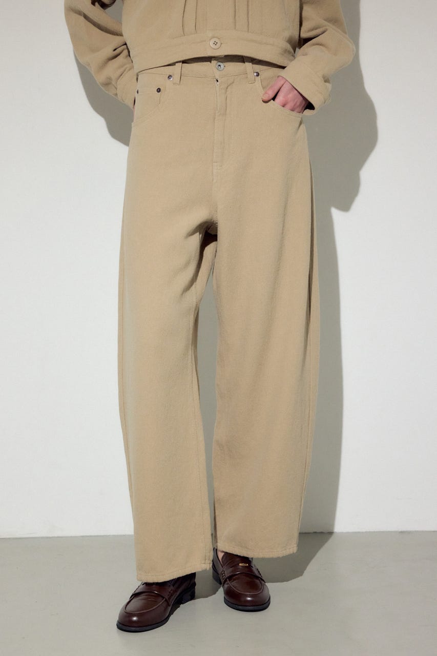 コットンリネンカーブワイドパンツ BEG M