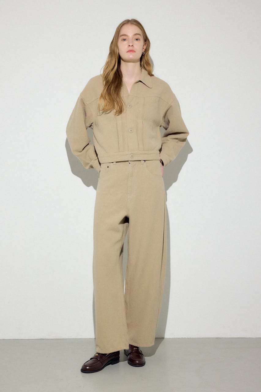 コットンリネンカーブワイドパンツ BEG M