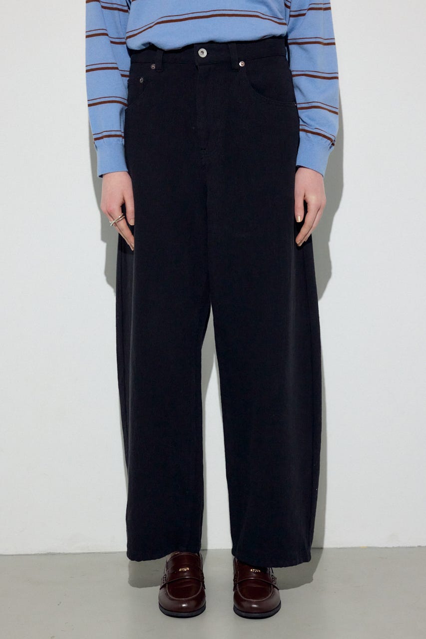 コットンリネンカーブワイドパンツ BLK M