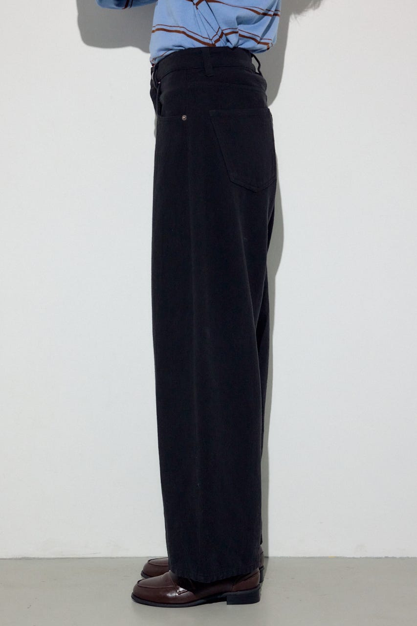 コットンリネンカーブワイドパンツ BLK M