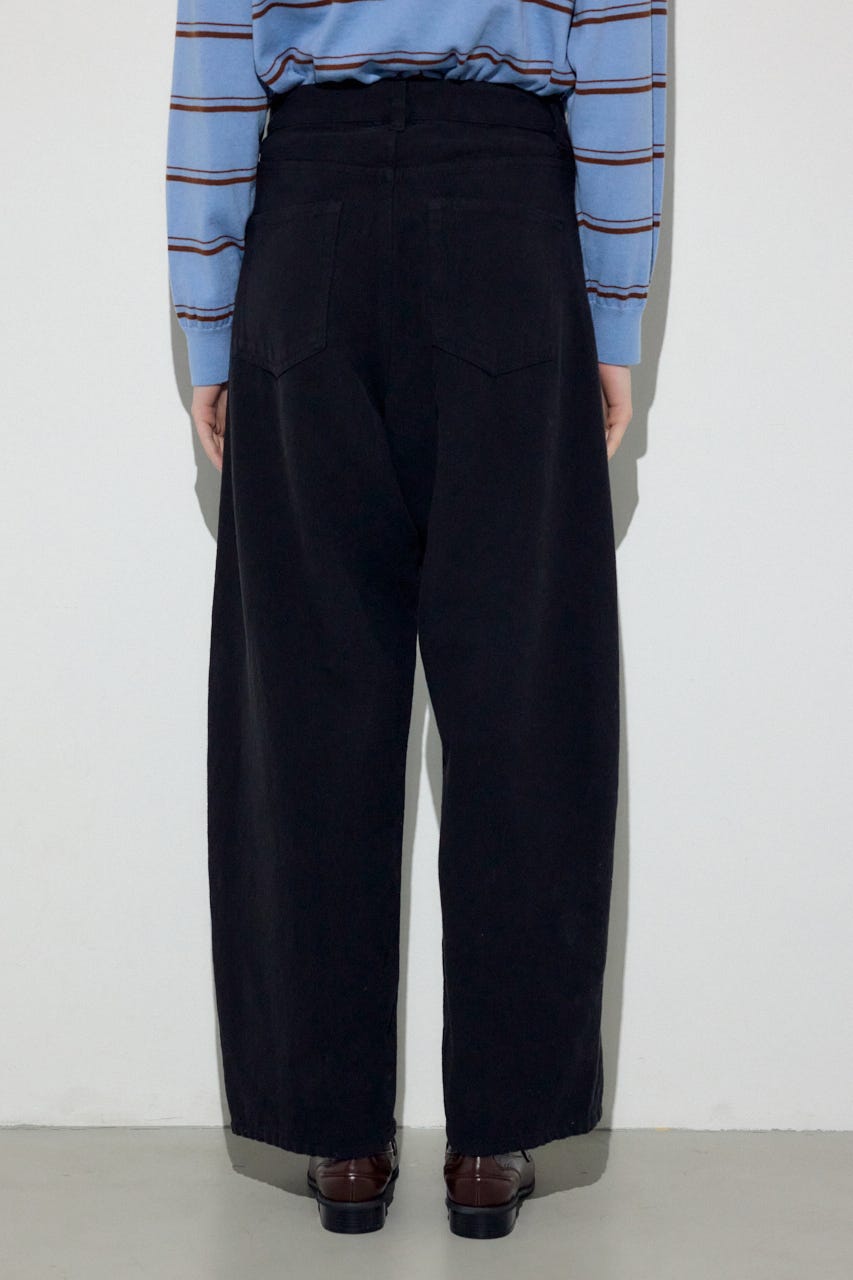 コットンリネンカーブワイドパンツ BLK M