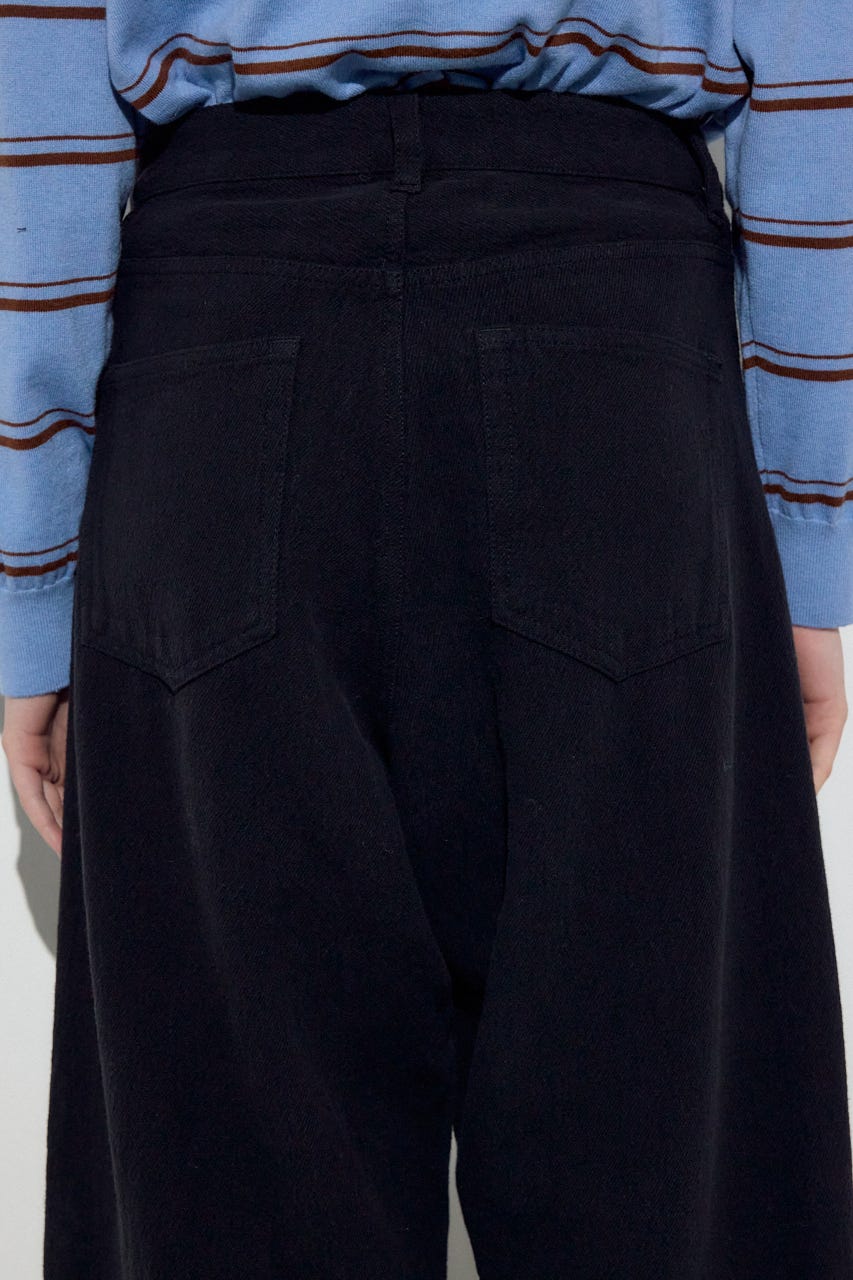 コットンリネンカーブワイドパンツ BLK M