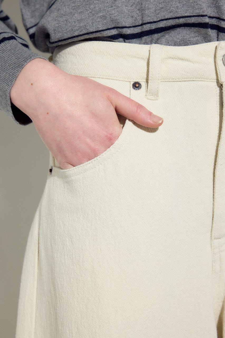 コットンリネンカーブワイドパンツ IVOY M