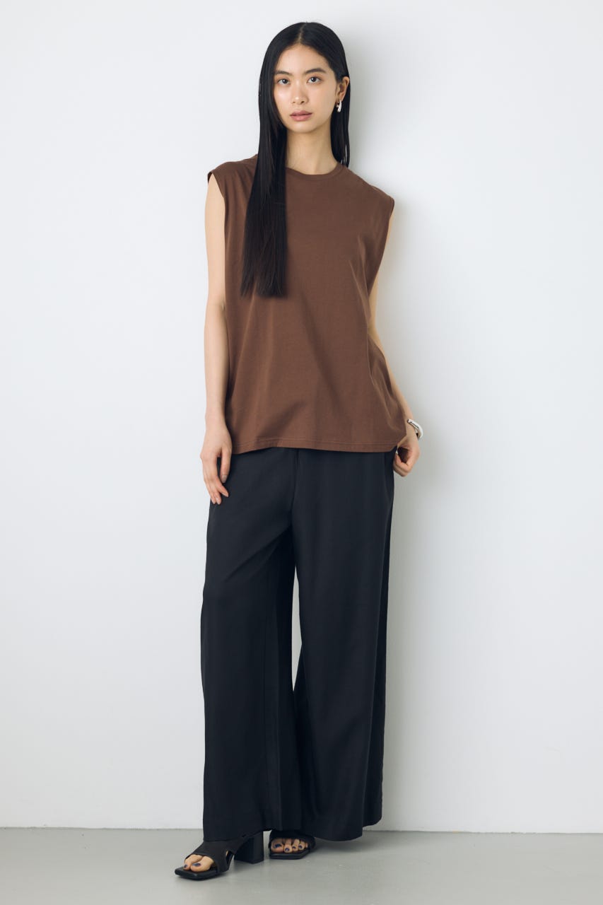 リネンブレンドリラックスワイドパンツ BLK M
