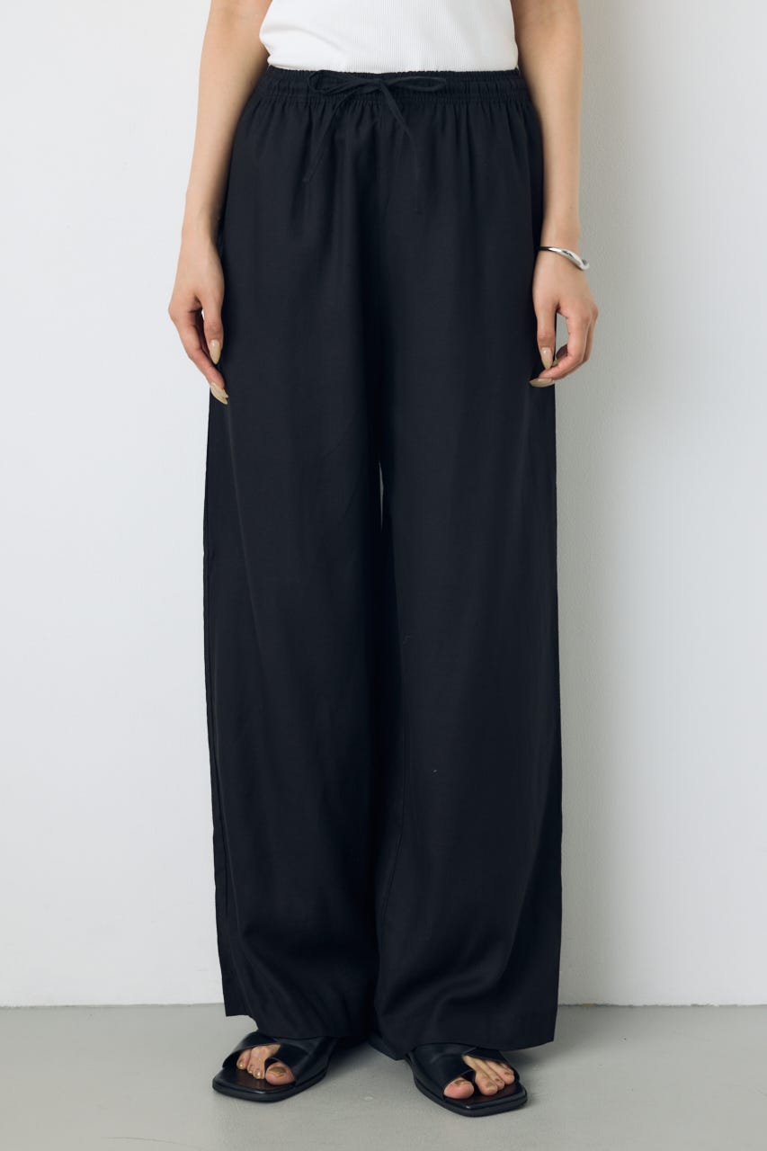 リネンブレンドリラックスワイドパンツ BLK M