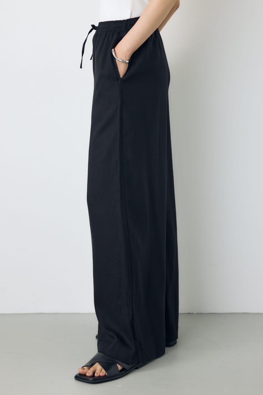 リネンブレンドリラックスワイドパンツ BLK M