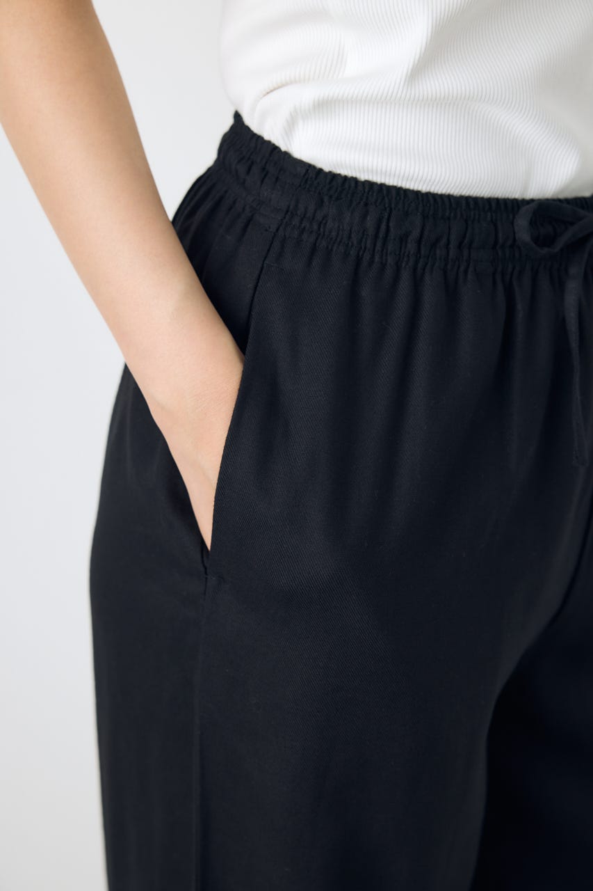 リネンブレンドリラックスワイドパンツ BLK M