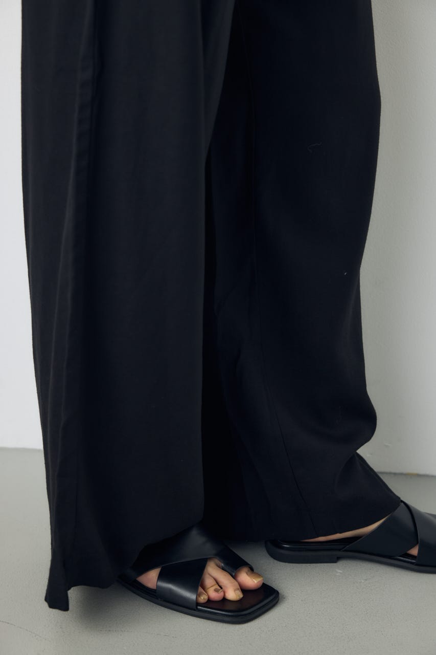 リネンブレンドリラックスワイドパンツ BLK M