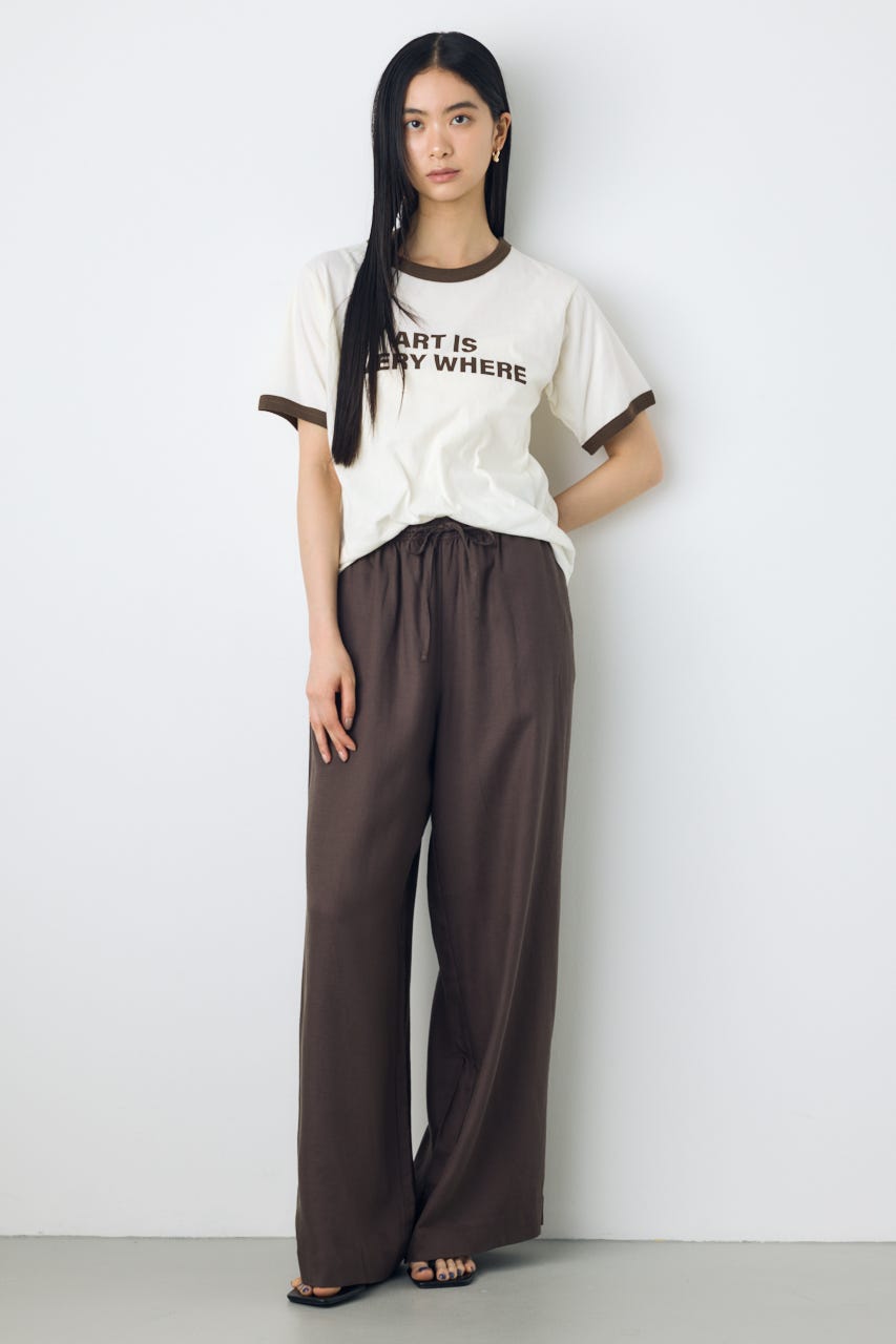 リネンブレンドリラックスワイドパンツ BRN M