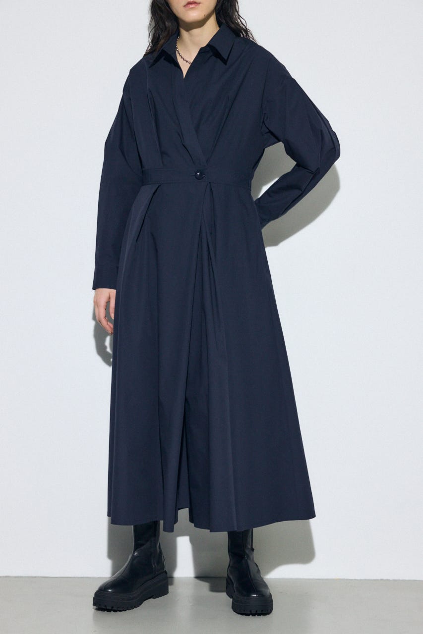 ウエストマークロングシャツワンピース NVY S