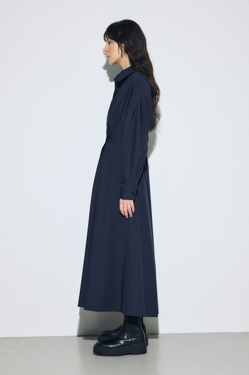 ウエストマークロングシャツワンピース NVY S