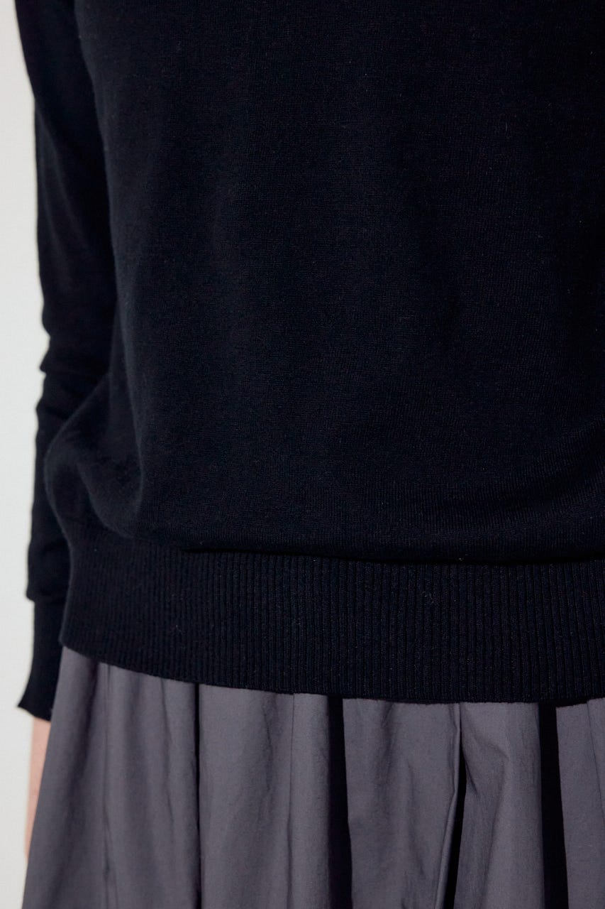 カシミヤミックスクルーネックニット BLK S