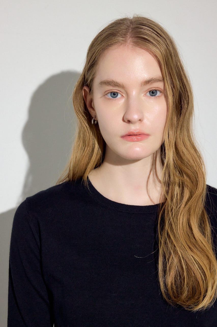 カシミヤミックスクルーネックニット BLK S