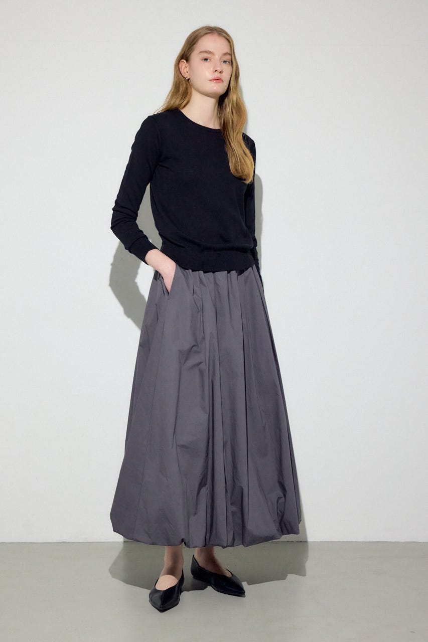 カシミヤミックスクルーネックニット BLK S