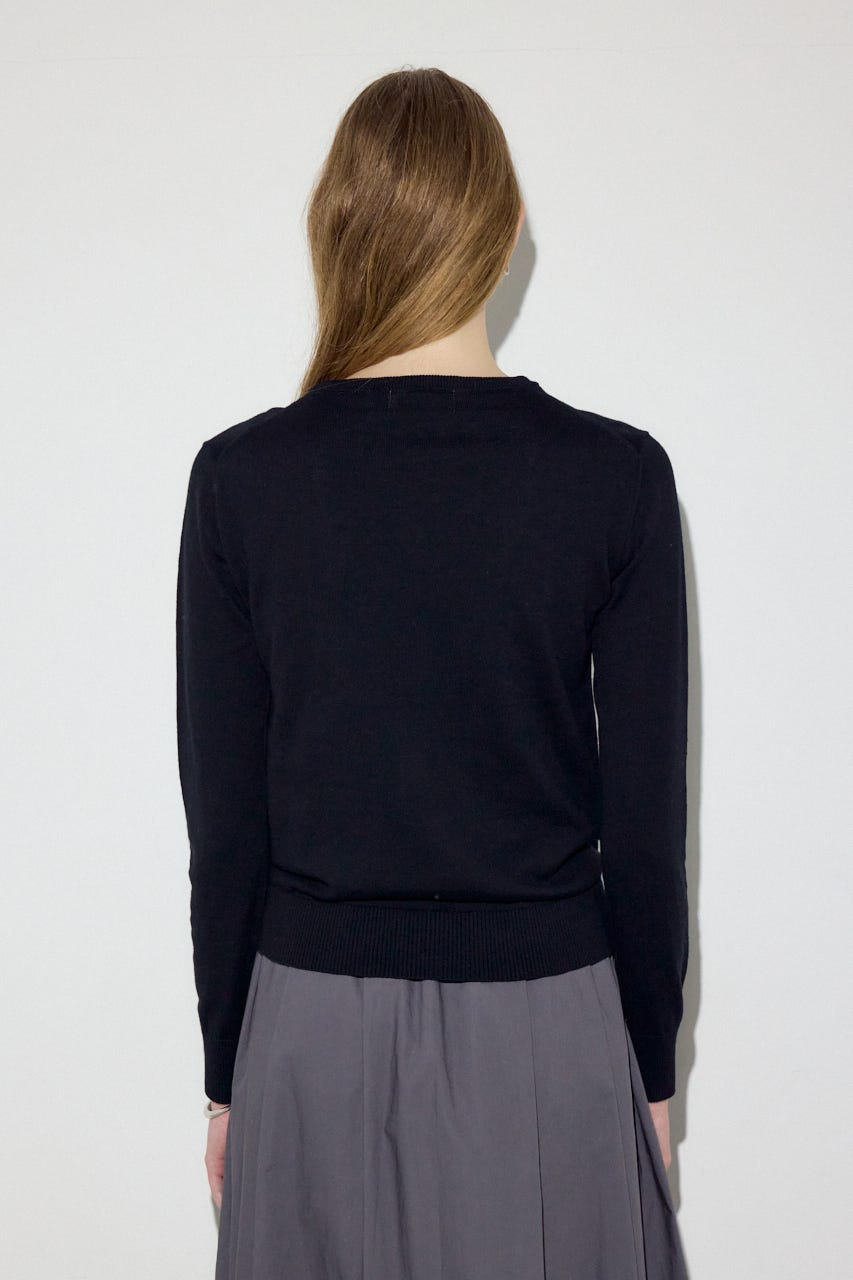 カシミヤミックスクルーネックニット BLK S