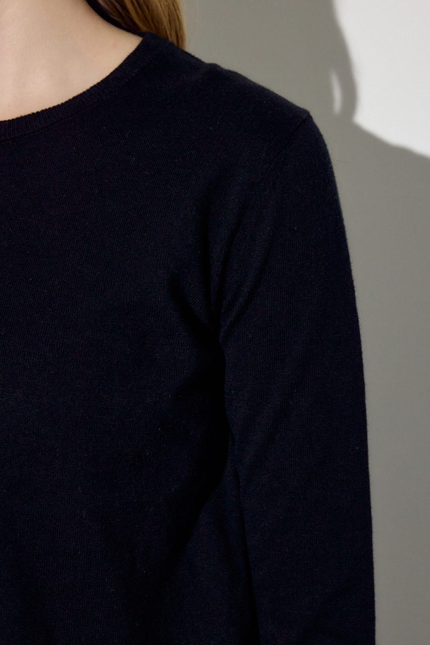 カシミヤミックスクルーネックニット BLK S