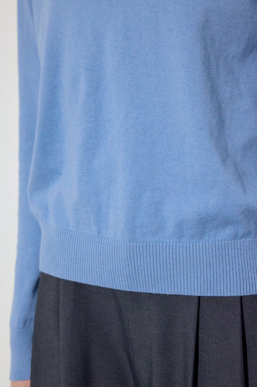 カシミヤミックスクルーネックニット L/BLU S