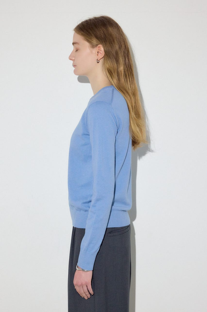 カシミヤミックスクルーネックニット L/BLU S