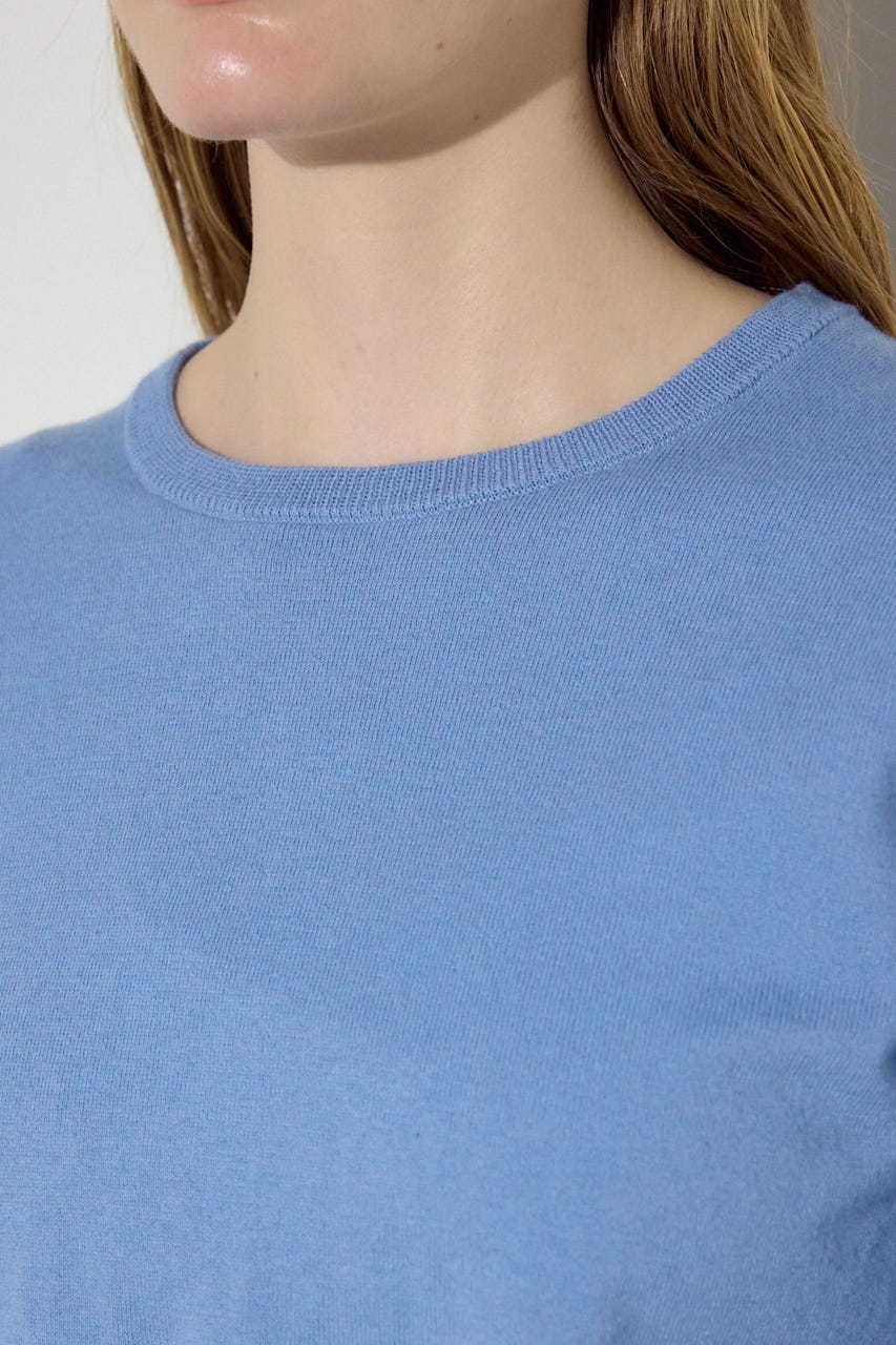 カシミヤミックスクルーネックニット L/BLU S