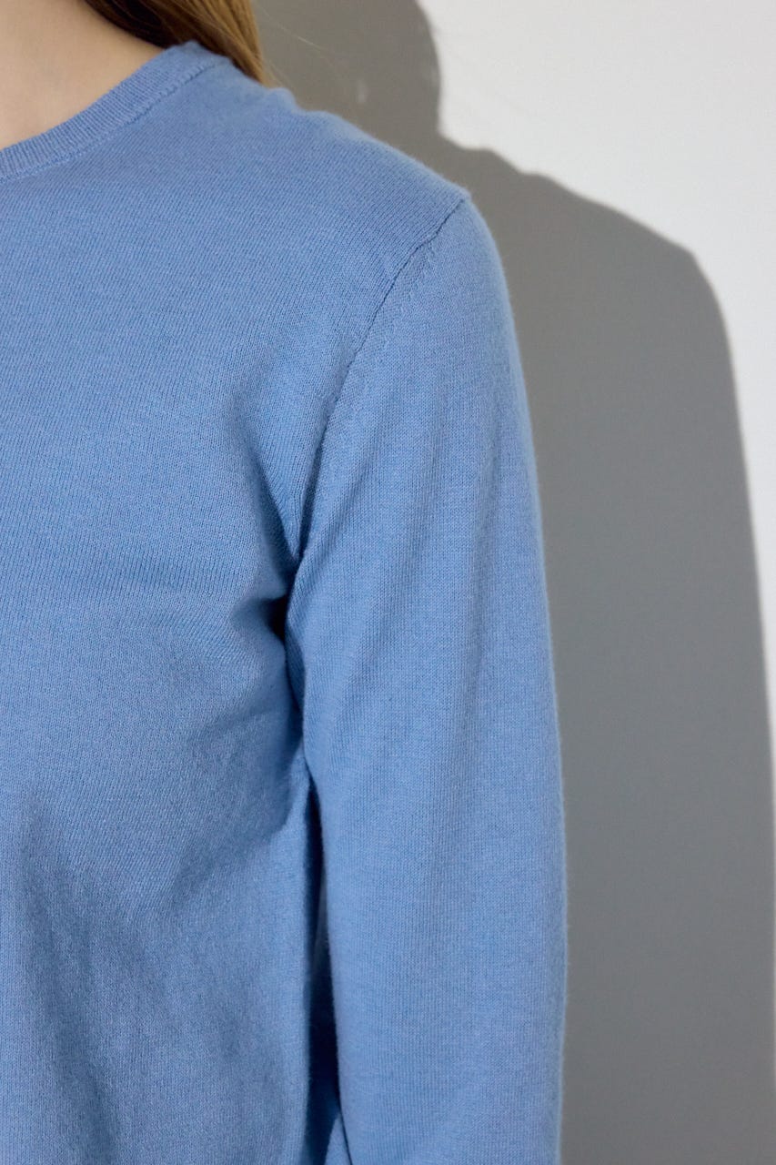 カシミヤミックスクルーネックニット L/BLU S