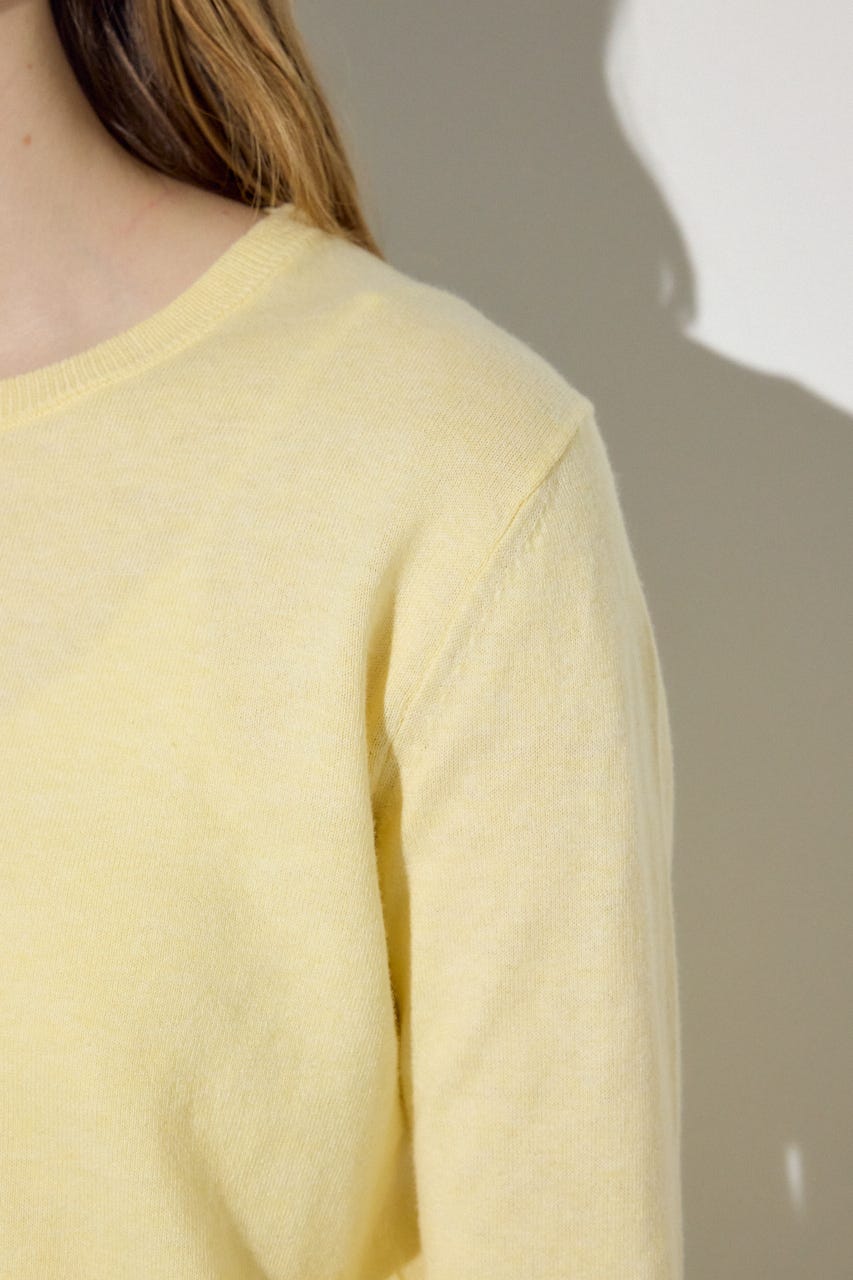 カシミヤミックスクルーネックニット L/YEL M