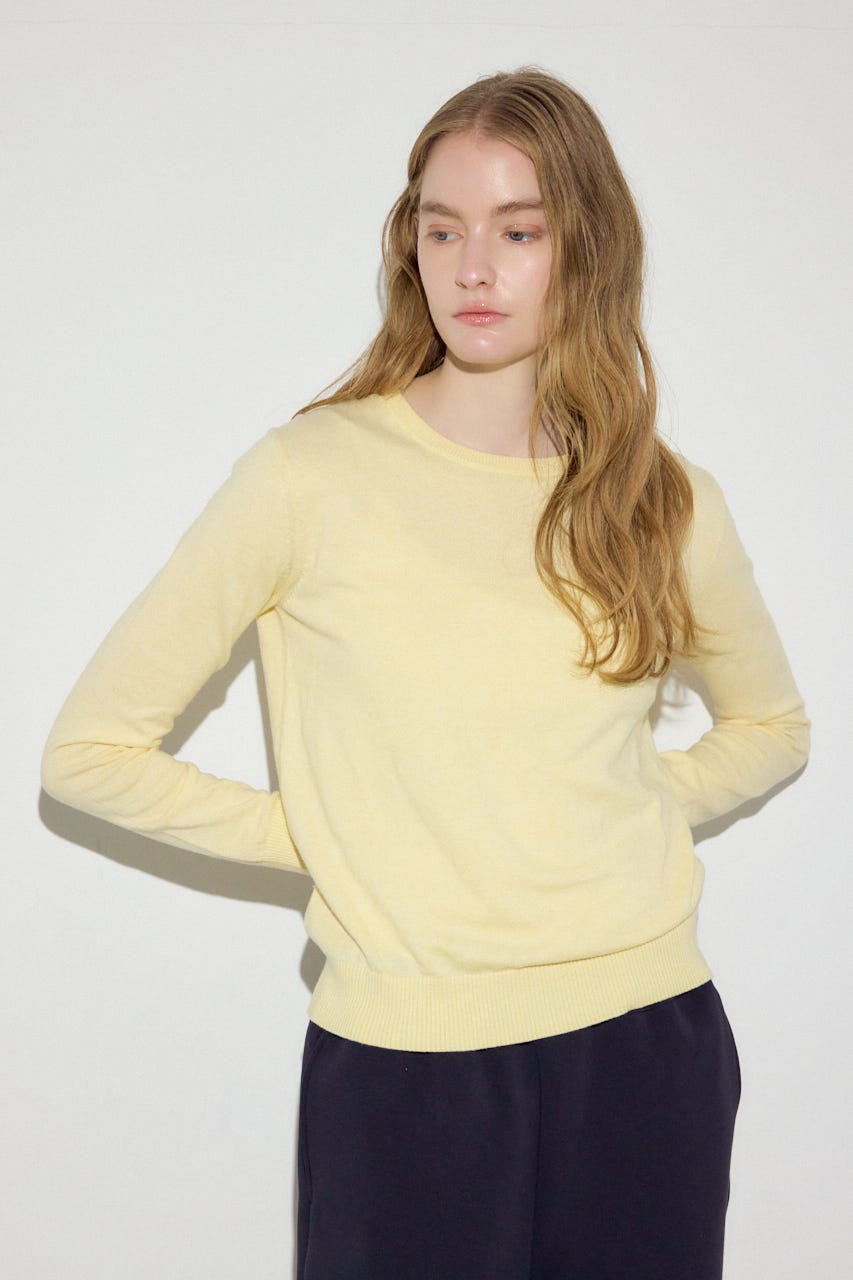 カシミヤミックスクルーネックニット L/YEL M