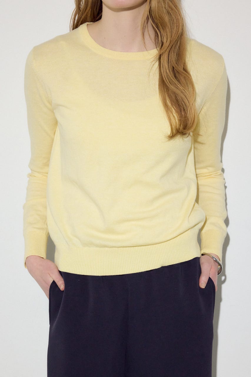 カシミヤミックスクルーネックニット L/YEL M