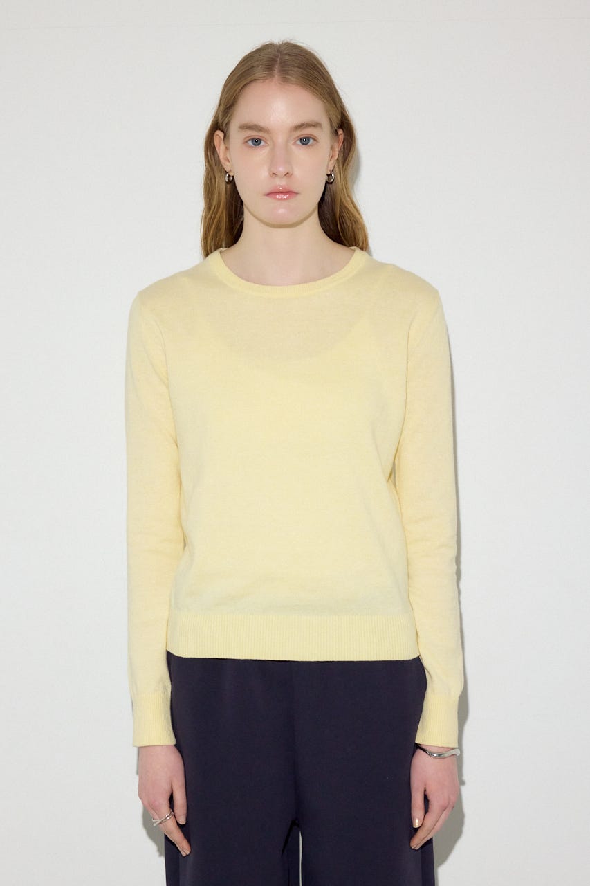 カシミヤミックスクルーネックニット L/YEL M