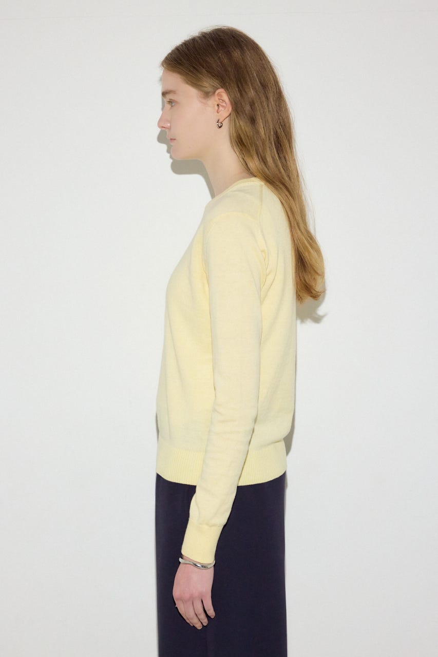 カシミヤミックスクルーネックニット L/YEL M