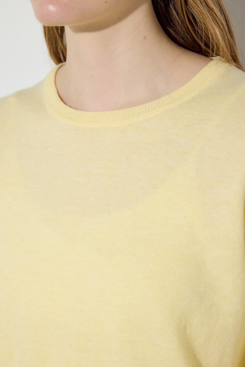 カシミヤミックスクルーネックニット L/YEL M