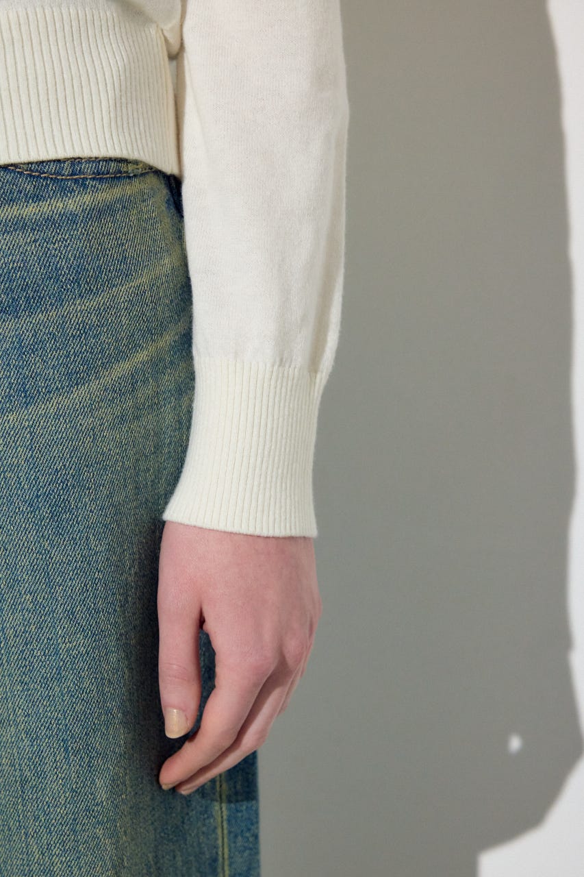 カシミヤミックスクルーネックニット O/WHT M