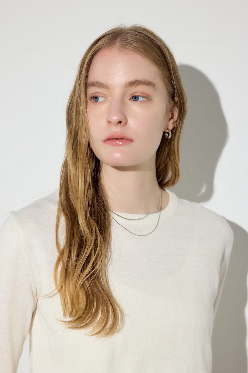 カシミヤミックスクルーネックニット O/WHT M