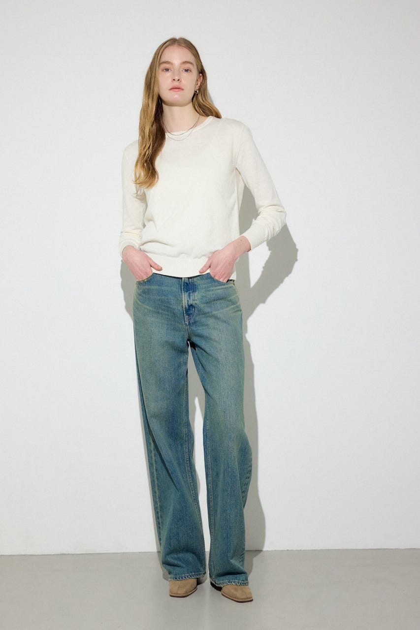 カシミヤミックスクルーネックニット O/WHT M