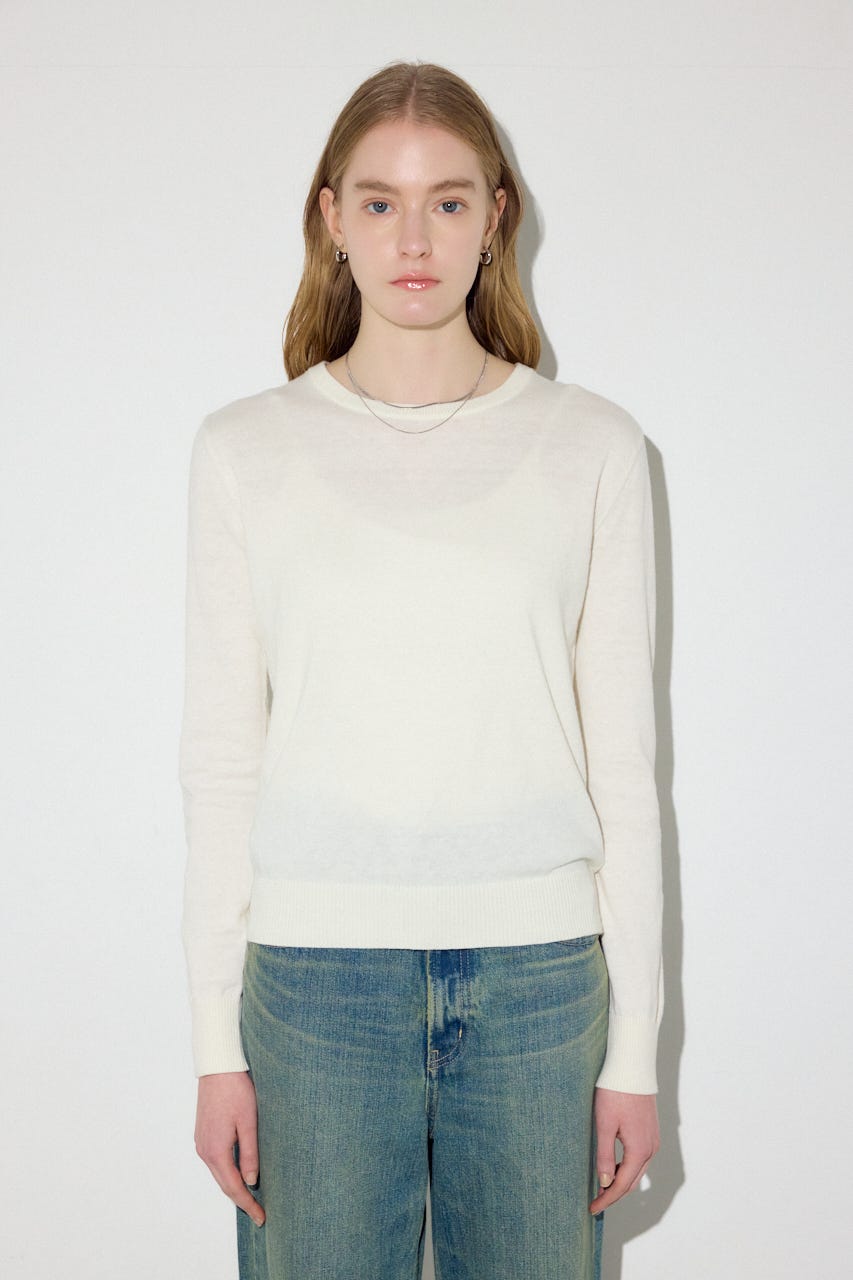 カシミヤミックスクルーネックニット O/WHT M