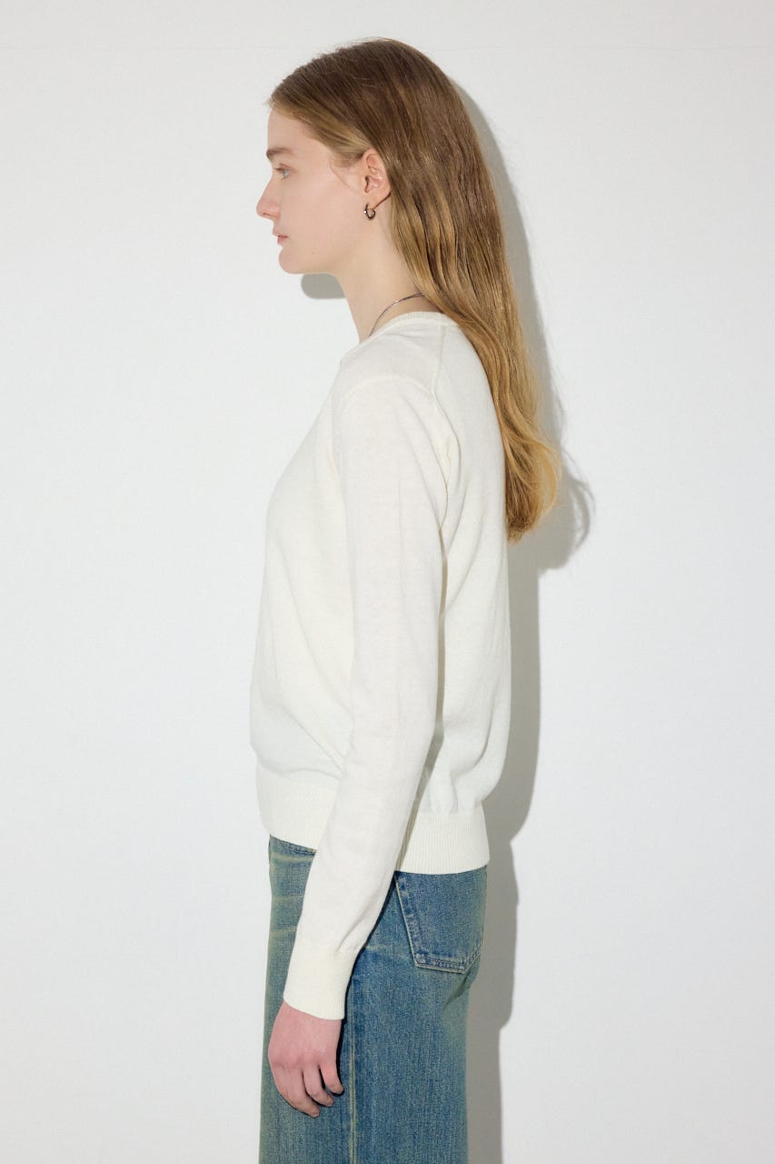 カシミヤミックスクルーネックニット O/WHT M