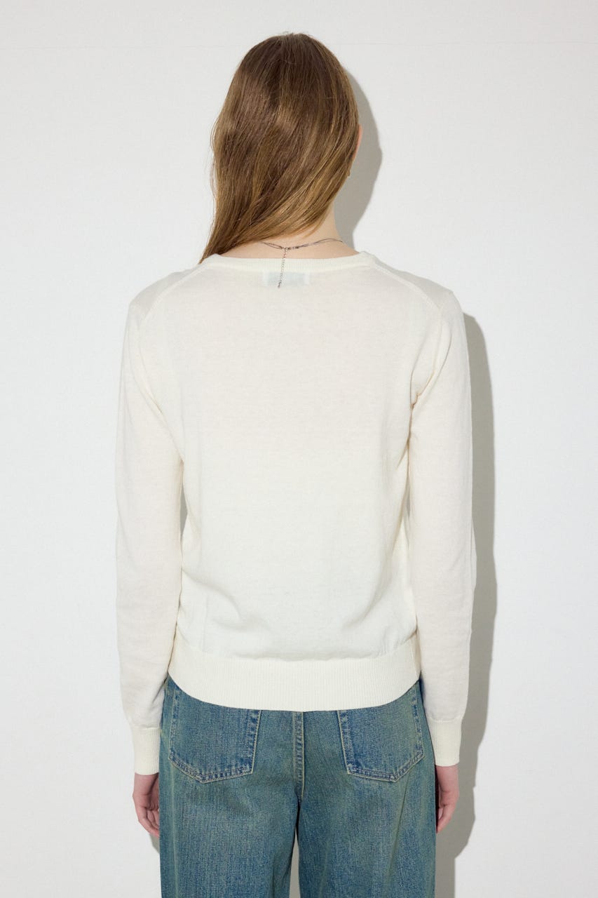 カシミヤミックスクルーネックニット O/WHT M