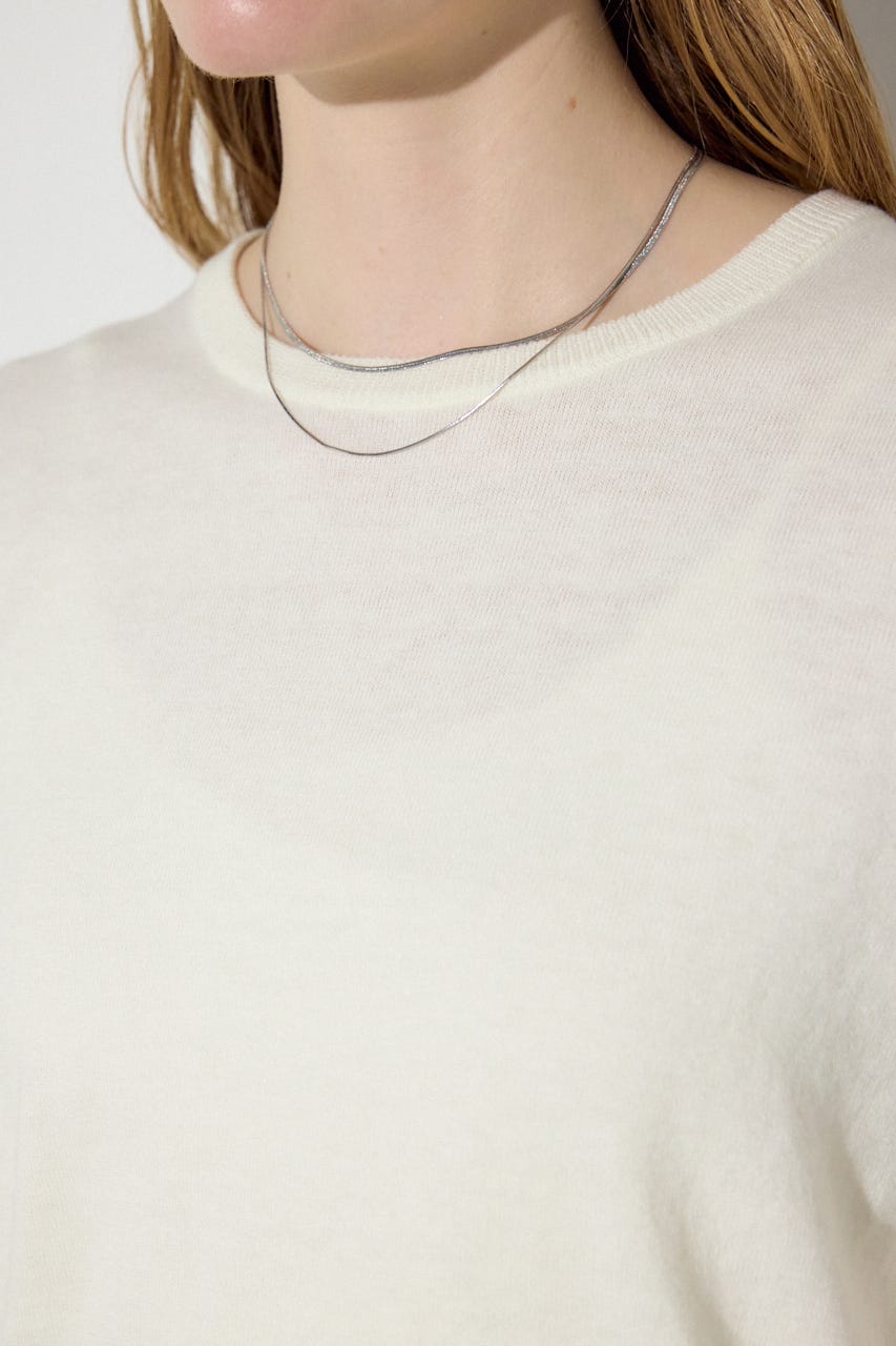 カシミヤミックスクルーネックニット O/WHT M