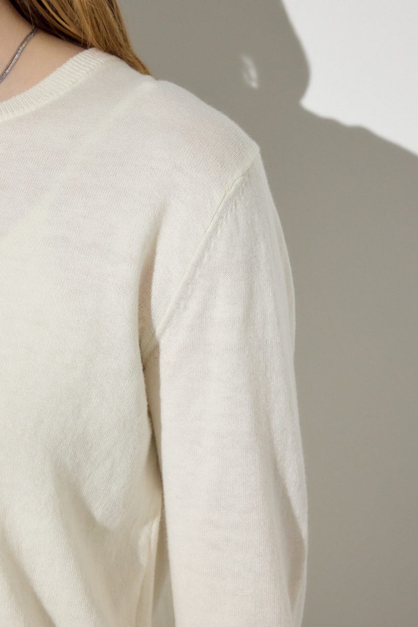 カシミヤミックスクルーネックニット O/WHT M