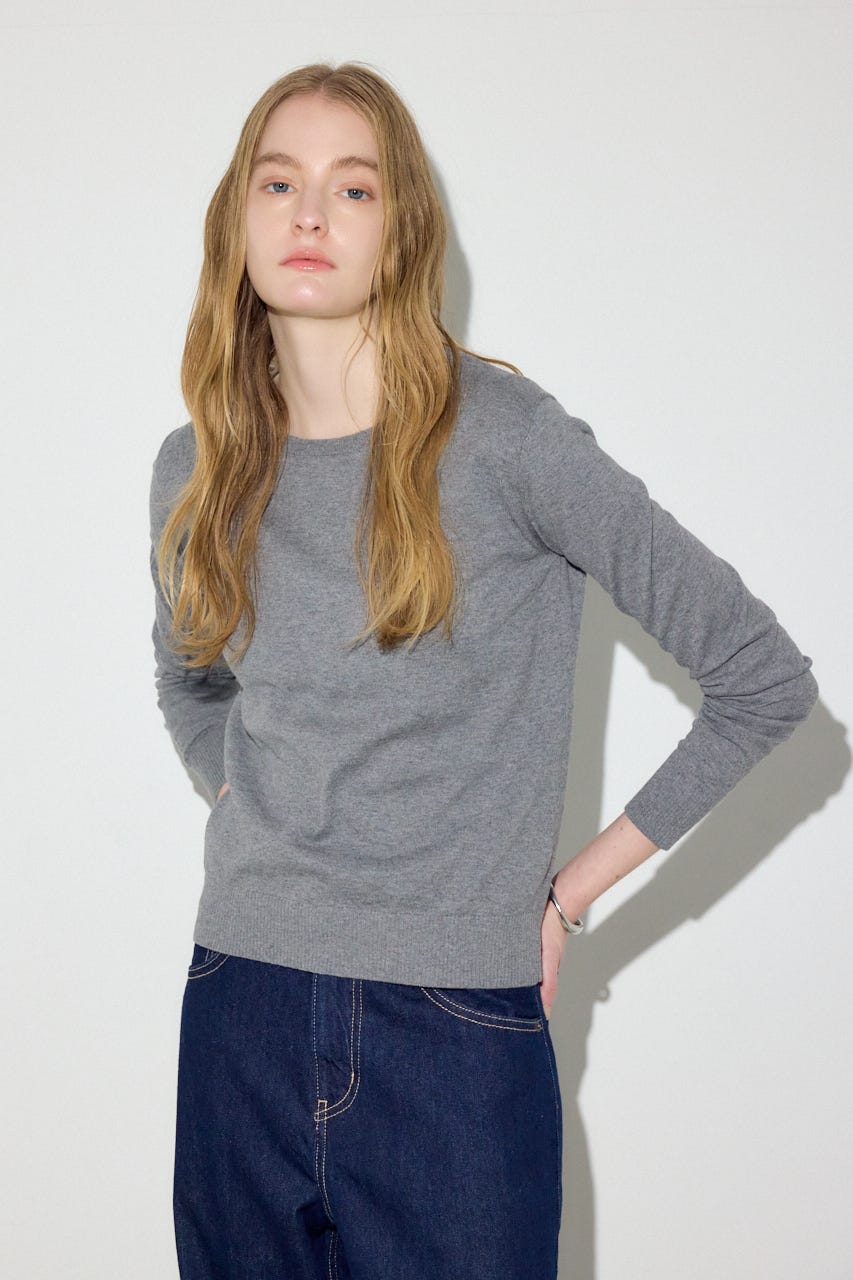 カシミヤミックスクルーネックニット T.GRY M