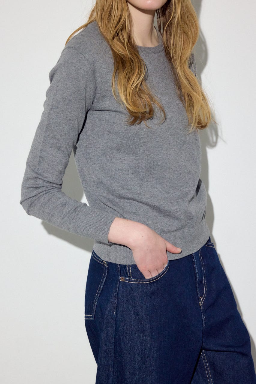 カシミヤミックスクルーネックニット T.GRY M