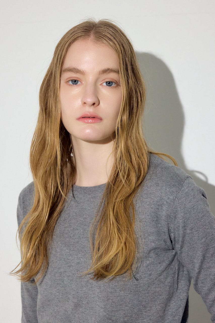 カシミヤミックスクルーネックニット T.GRY M