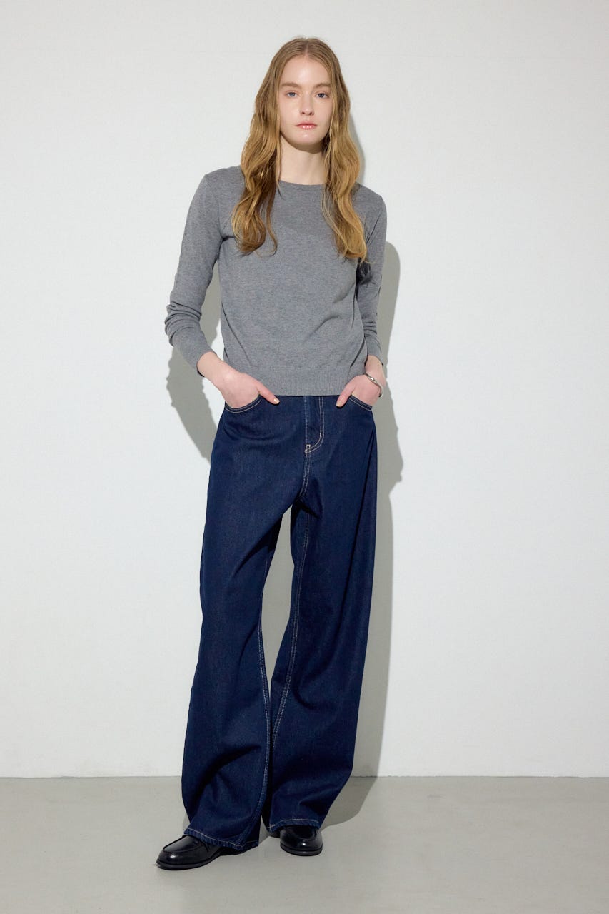 カシミヤミックスクルーネックニット T.GRY M