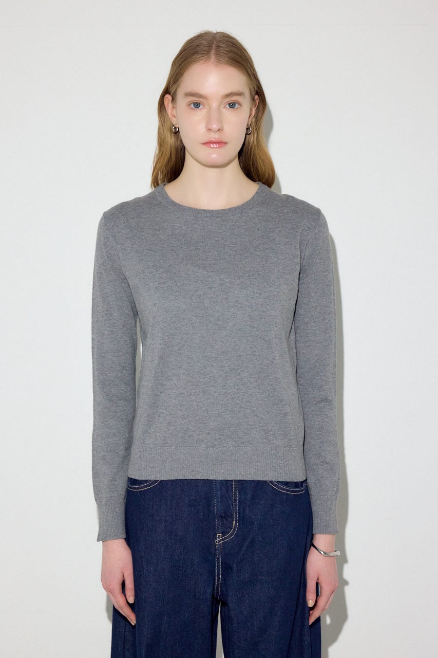 カシミヤミックスクルーネックニット T.GRY M