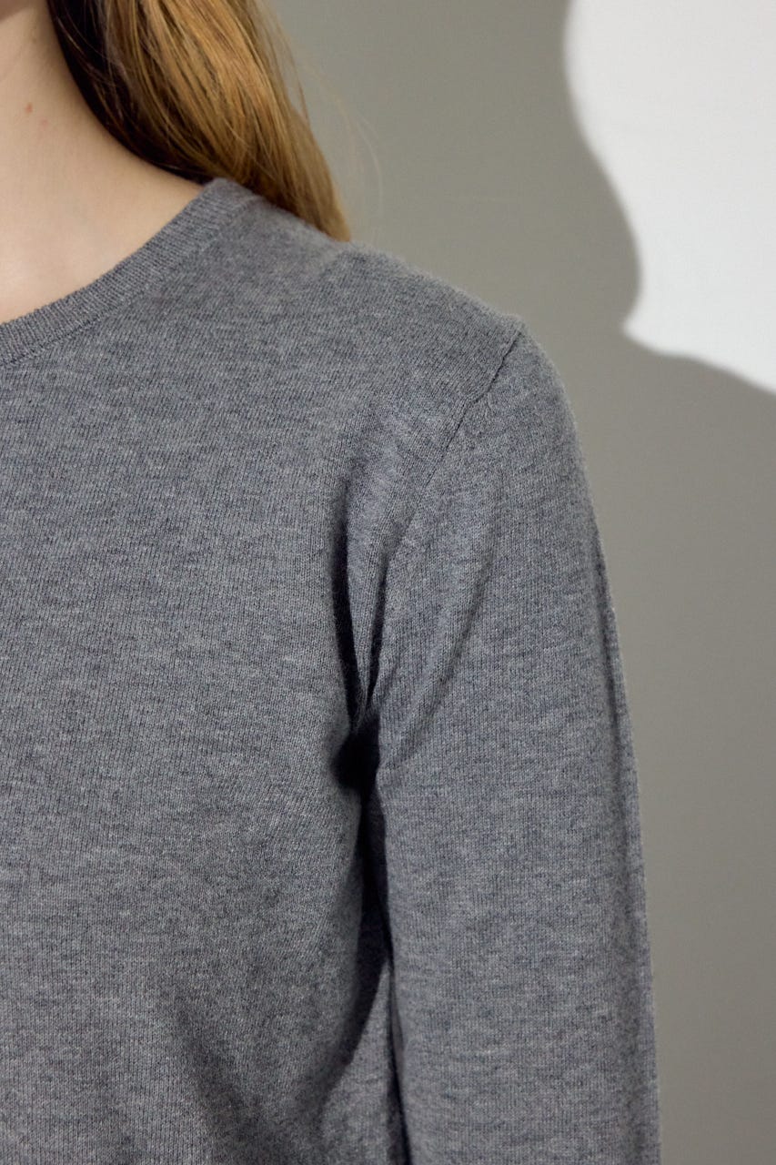 カシミヤミックスクルーネックニット T.GRY M